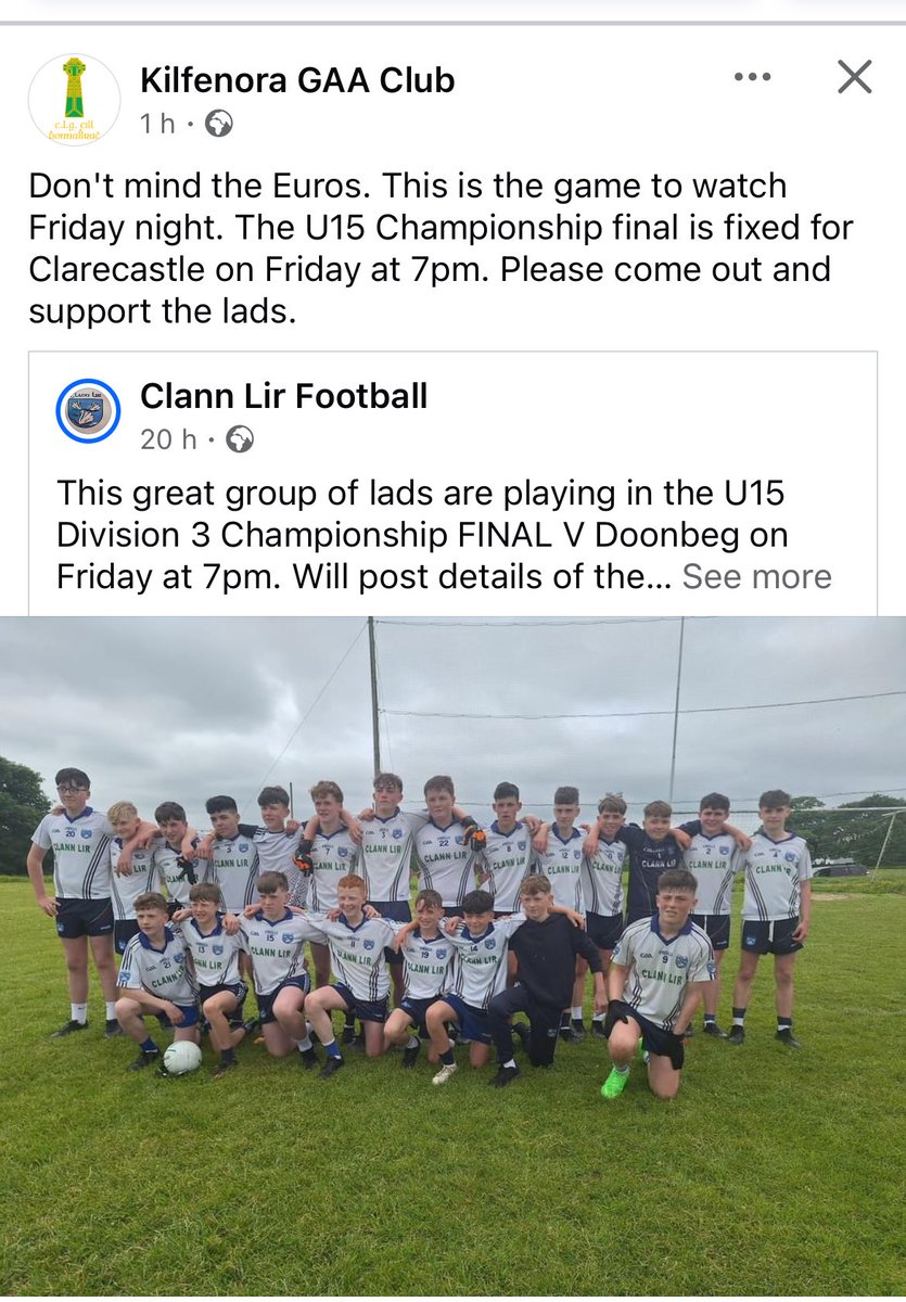 LiscannorGAA's tweet image. Forget Ronaldo and Mbappe. This is real football. See you all this Friday night in Clarecastle at 7pm. ⁦@KilfenoraGAA⁩ ⁦@MlCusacksClare⁩