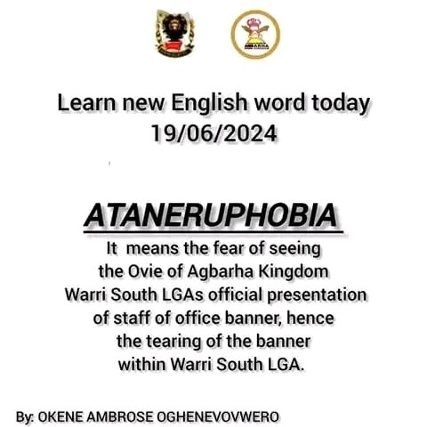 WadoAproko's tweet photo. NEW WORD ALERT 😂

ATANERUPHOBIA ✅

THE KING DEY CHOKE THEM LEFT, RIGHT, FRONT, BACK &amp; CENTRAL SO THEY ARE NOW ATANERUPHOBIC 😁

CITE ANY ATANERUPHOBIC PERSON ON THE COMMENT SECTION 😜
.

#WADOCITY https://t.co/uMgSKPqmaT