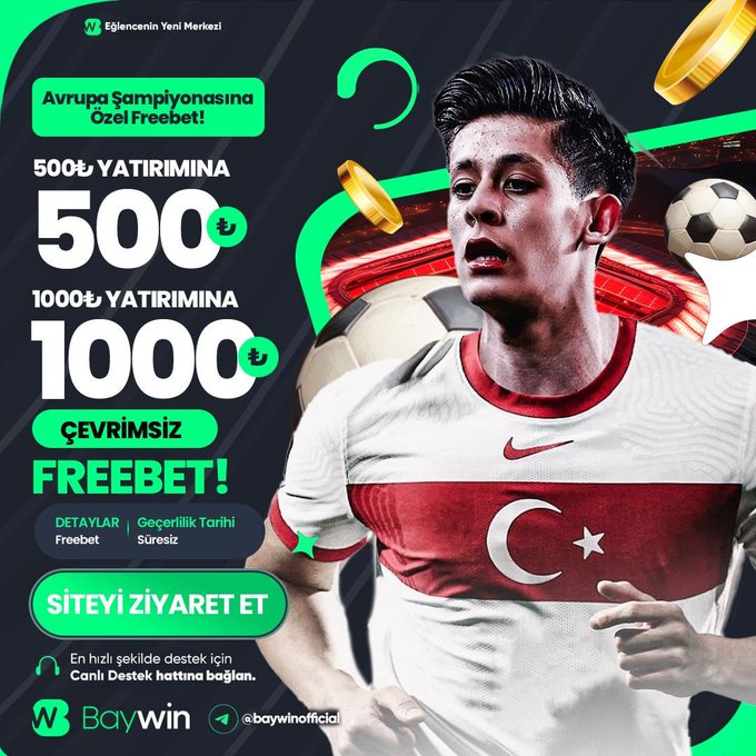 #baywin 
AVRUPA ŞAMPİYONASINA ÖZEL ÇEVRİMSİZ FREEBET 

500₺ Yatırımınıza 500₺ Değerinde, 1000₺ Yatırımınıza İse 1000₺ Değerinde FreeBet Hediye !

Detaylı Bilgi ve Giriş İçin : t2m.io/baywin-gir
#baywin #baywingiriş