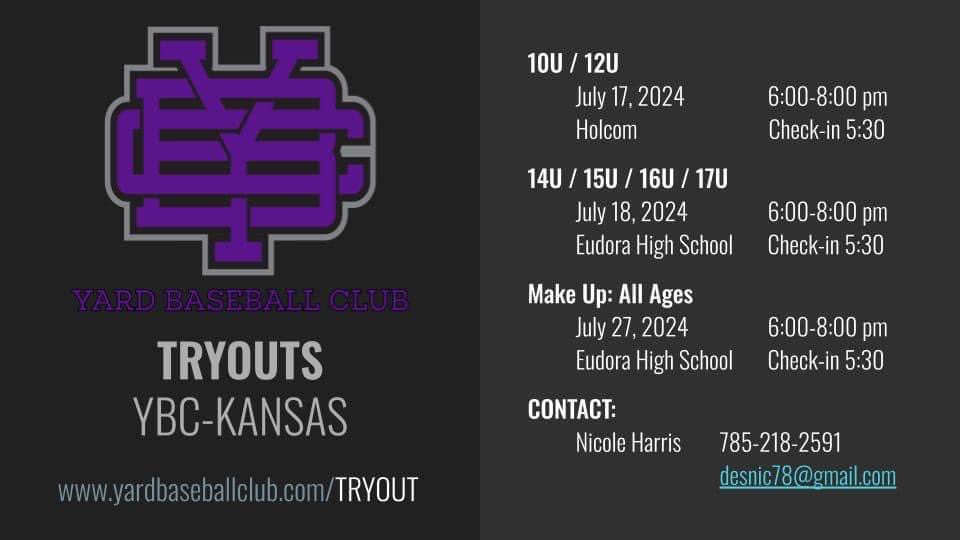 YBC KANSAS is growing. Are you looking for a new baseball family? 

Register: docs.google.com/forms/d/e/1FAI…

#YBCFamily #YBCKansas