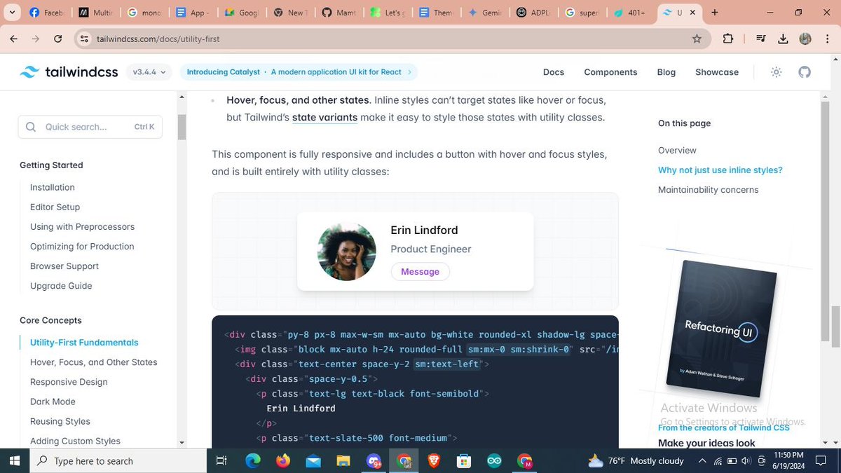 25Skip31783's tweet photo. Diving into UI/UX and learning Tailwind CSS for the next few days. Can't wait to see the magic you create with those skills! 💻
#LearningWithLeapfrog 
#60DaysOfLearning2024
@lftechnology 
#LSPPDay19 https://t.co/1Odna1gtQN