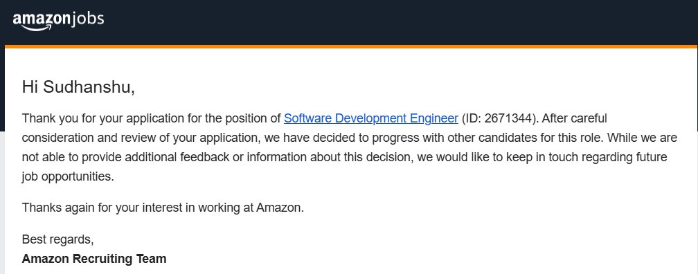 Rejected successfully!!

#Amazon #hiring #sde