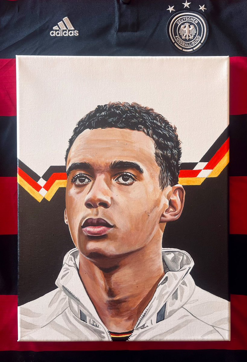 _Artmoli's tweet photo. Dibujo en pintura acrílica de Jamal Musiala 🇩🇪 

Uno de los jugadores del momento, brillando con Alemania en la #EURO2024  💎 https://t.co/P0qtjn1TS2