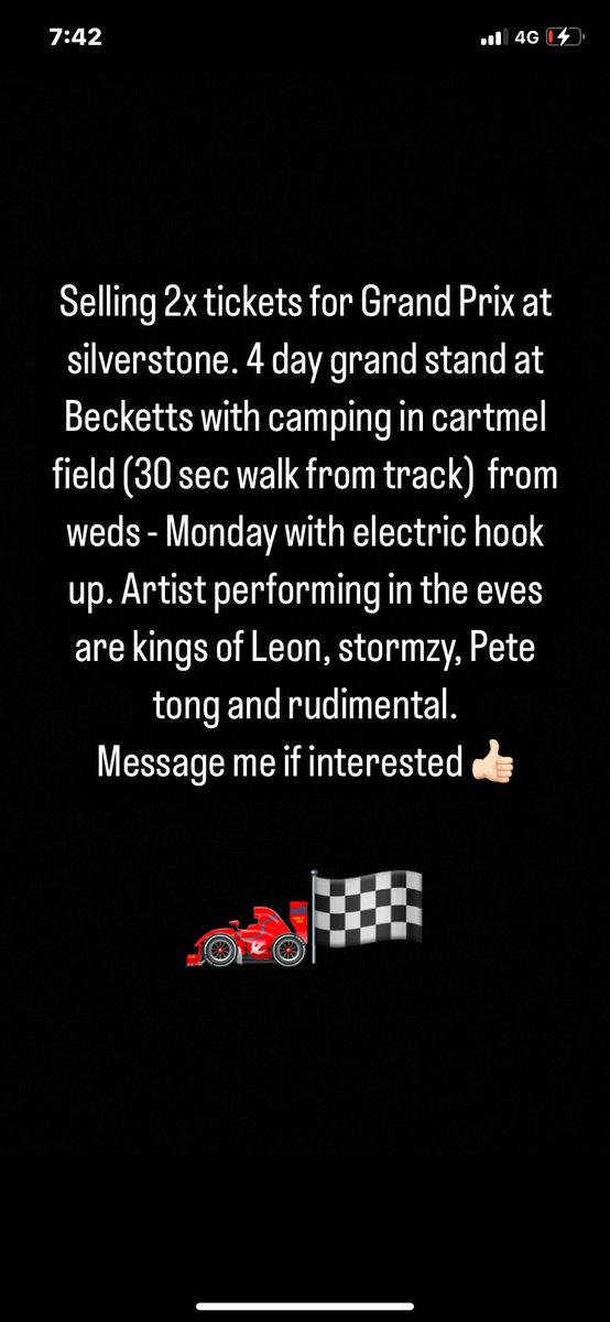 Any shares be much appreciated. Need these gone as can’t attend anymore. #silverstoneF1 #silverstonetickets