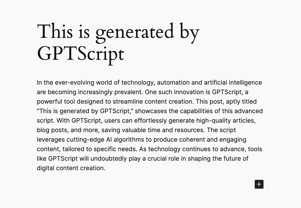codewithstein's tweet image. Working on a tutorial on how to build a WordPress assistant using #gptscript. This will be capable of creating posts, pages, answer comments, etc. Really awesome :-D