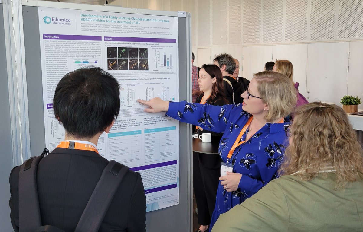 <a href="/Eikonizo/">Eikonizo Therapeutics</a> team are in Stockholm this week presenting important new research highlighting our highly selective CNS-penetrant HDAC6i for #ALS, and our novel HDAC6 PET tracer to measure in vivo target engagement. Lots of interest at our <a href="/ENCALS/">ENC ALS</a> 2024 poster sessions. Onward!