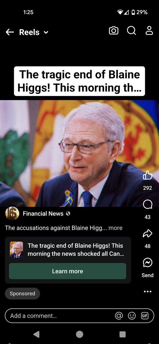 Lamespotting's tweet photo. HAHA. The scammy crypto ads on FB are now featuring Blaine Higgs. https://t.co/eLr0vX1cuw