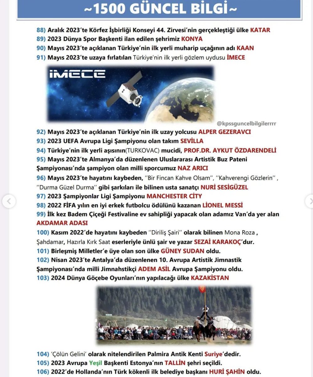 📌 Sınav hazırlık sürecinde, sizlerle yüzlerce güncel bilgi ve genel kültür sorusu paylaşıyoruz! 🎓

✅ Tekrar göz atmak ve faydalanmak için bu gönderiyi kaydetmeyi unutmayın.

📚 KPSS Lisans/Önlisans/Ortaöğretim/KPSS sınavlarına yönelik bilgi ve sorular burada!