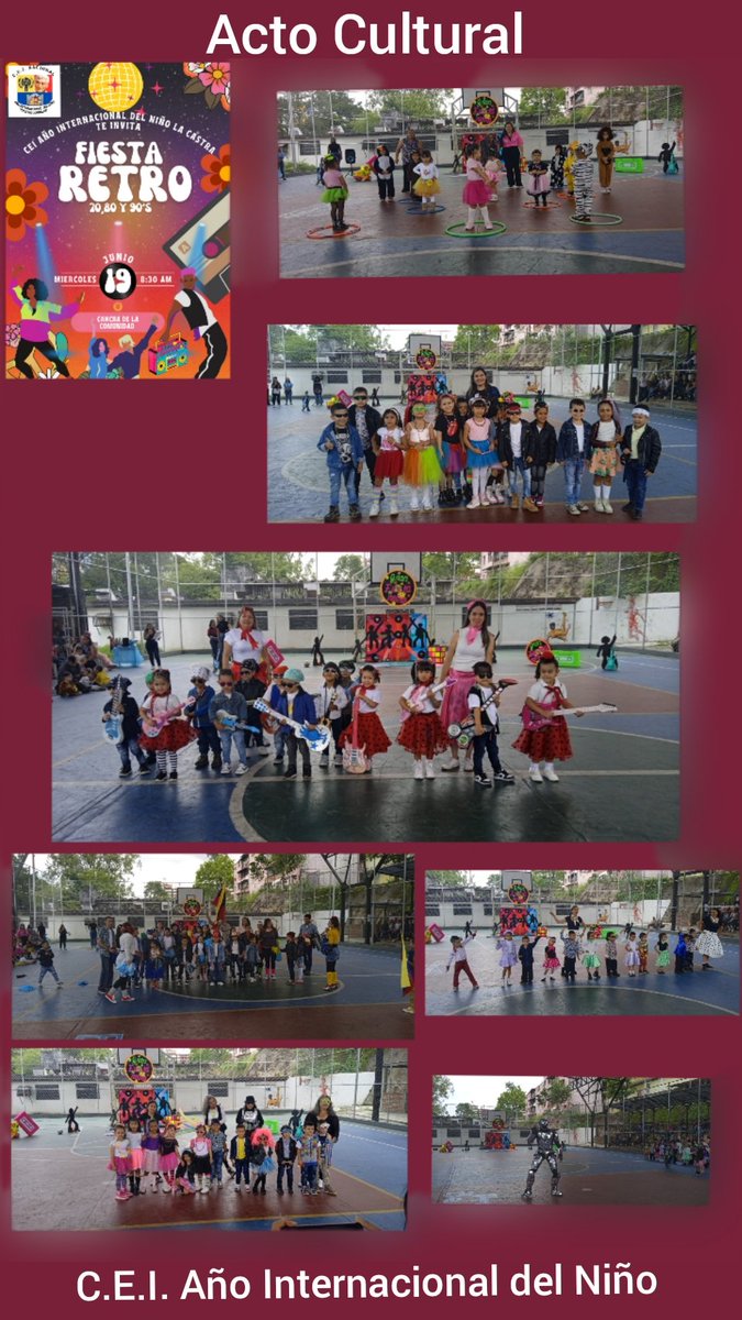 Hoy se realizó el Acto Cultural con temática Retro en nuestra institución C.E.I. Año Internacional del Niño con la participación de nuestro escolares y las Escuelas Villafañe y Juana Maldonado.