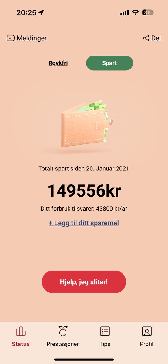 Signemaser's tweet image. Dere skal også få se hvor mye penger jeg ikke har brukt på røyk. null kr spart da.