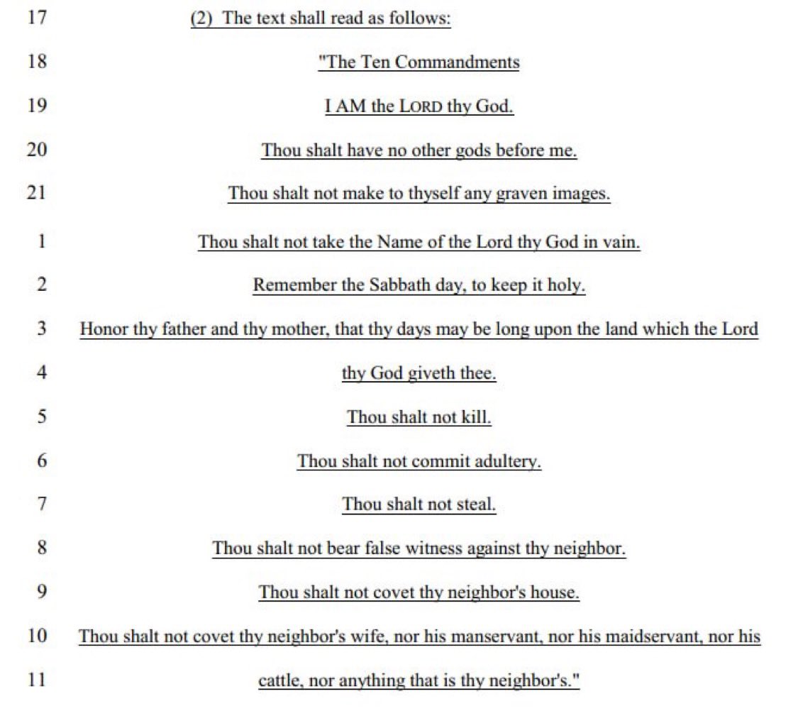 WarClandestine's tweet photo. Conservatives and Christians…

If you are celebrating Louisiana mandating the Ten Commandments being shown in the classroom, you are falling for the trap.

This country was founded on religious freedom. That doesn’t mean YOUR religion. It means ALL religions.

If you want to practice your faith, you are more than welcome to, and the State cannot tell you otherwise. But using the State to mandate that others MUST adhere to your religion is NOT the way to go about it.

I understand the Left have gone completely off the wagon and mandated their woke religion on everyone, but that doesn’t mean we have to replace their woke religion with another religion. There should be absolutely ZERO affiliation between church and State.

Christians can yell at me in the comments all you like, but I am correct. If you all support this, you are just as bad as the Dems, just in the opposite direction.

Just because we don’t want “wokeness” in schools, doesn’t mean we need to go full-blown Puritan Christian theocracy to counteract it.

If you want your kids to learn Christian values, send them to a Christian school, and stop forcing your religion on people. The fact that this needed to be explained is pathetic.