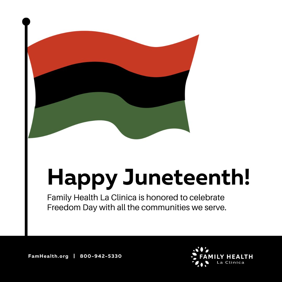 Happy Freedom Day from Family Health La Clinica! 
#juneteenth #freedomday #happyjuneteenth #fhlcchc