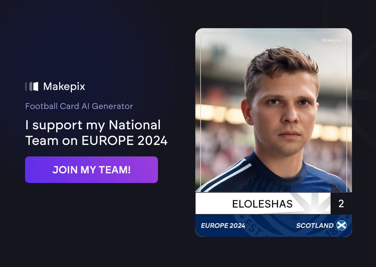 eloleshas's tweet photo. @ScotlandNT Supporting Scotland in today's match! Go #ScotlandNT! 🔥⚽️ Check out my custom football card made with @makepixai and create yours too! Let's show our support for @ScotlandNT! #Euro2024 #ScottishFootball #TartanArmy https://t.co/2Q7QthjobU
