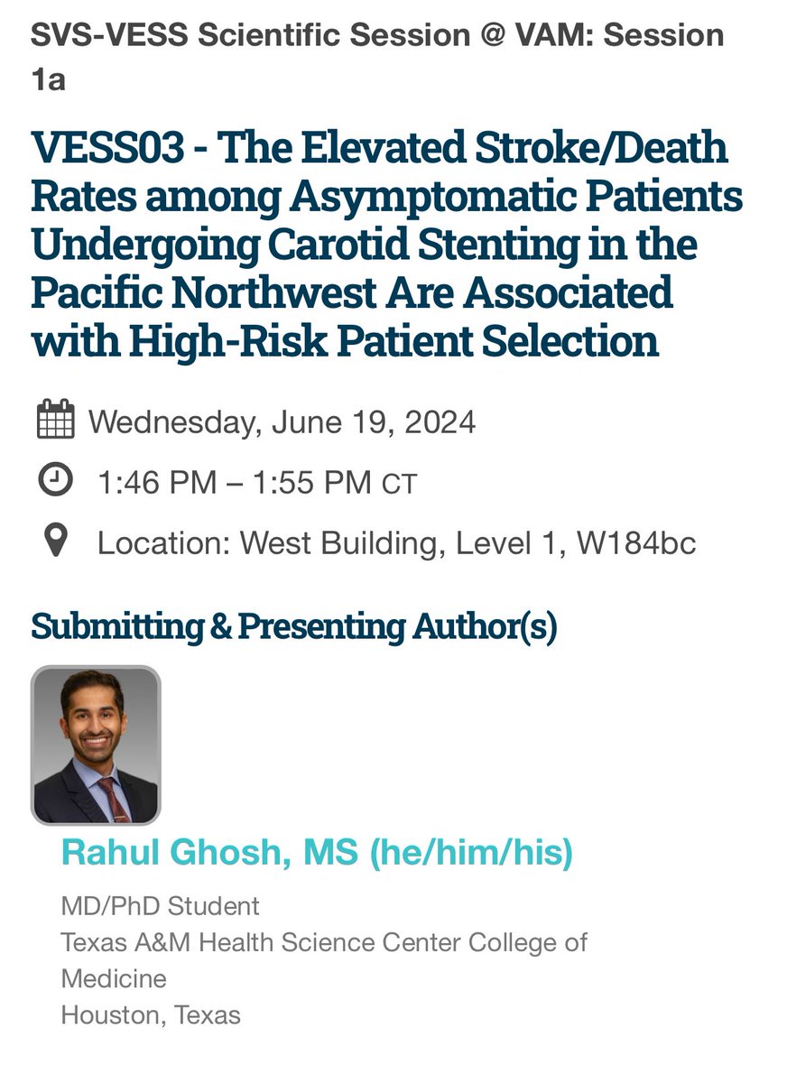 UW Vascular (@uwvascsurg) on Twitter photo UW Vascular representation at #VAM24 starts with one of our Summer Scholars ( and <a href="/FutureVascSurgn/">FutureVascSurgeons</a> !) Rahul Ghosh discussing factors for elevate risk of stroke/death rate among asymptomatic pts undergoing carotid stent in the PNW <a href="/SZettervallMD/">Sara Zettervall</a> <a href="/KirstenDansey/">Kirsten Dansey</a> <a href="/BlakeEMurphy/">Blake Elizabeth Murphy, M.D.</a> UW Vascular representation at #VAM24 starts with one of our Summer Scholars ( and <a href="/FutureVascSurgn/">FutureVascSurgeons</a> !) Rahul Ghosh discussing factors for elevate risk of stroke/death rate among asymptomatic pts undergoing carotid stent in the PNW <a href="/SZettervallMD/">Sara Zettervall</a> <a href="/KirstenDansey/">Kirsten Dansey</a> <a href="/BlakeEMurphy/">Blake Elizabeth Murphy, M.D.</a>
