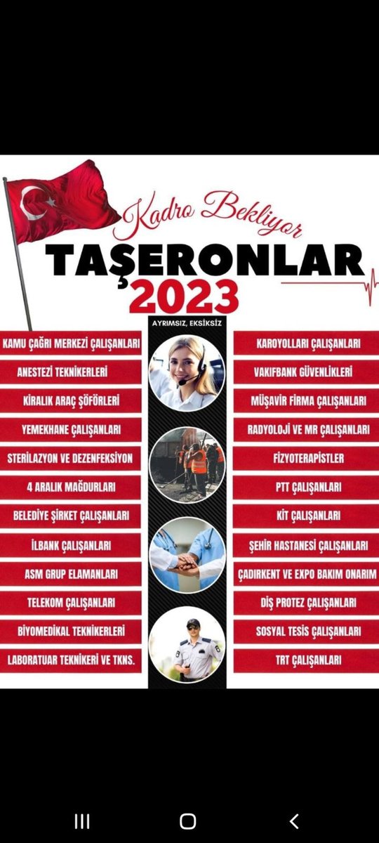 TaşeronunBayramı Kadro

Kadromuzu aldığımız gün bizim için bayramdır. Ayrımsız eksiksiz kamuda çalışan taşeronlar ve bld şirket işçileri olarak kadromuzu istiyoruz
<a href="/RTErdogan/">Recep Tayyip Erdoğan</a> <a href="/eczozgurozel/">Özgür Özel</a> <a href="/isikhanvedat/">Prof. Dr. Vedat Işıkhan</a> <a href="/dbdevletbahceli/">Devlet Bahçeli</a> @ErbakanFatih <a href="/saglikbakanligi/">T.C. Sağlık Bakanlığı</a> <a href="/csgbakanligi/">T.C. Çalışma ve Sosyal Güvenlik Bakanlığı</a>