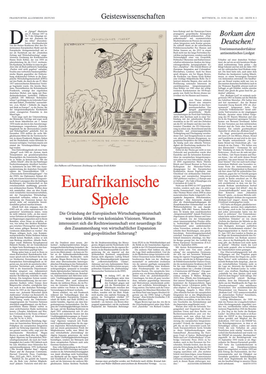 Alexandra Kemmerer (@kemmereralex) on Twitter photo Eurafrikanisches: (M)einen kleinen Lektürebericht über Begegnungen mit Spuren des Kolonialen in der Frühphase der europäischen Integration gab's heute in der <a href="/faznet/">Frankfurter Allgemeine</a>. faz.net/aktuell/wissen… Eurafrikanisches: (M)einen kleinen Lektürebericht über Begegnungen mit Spuren des Kolonialen in der Frühphase der europäischen Integration gab's heute in der <a href="/faznet/">Frankfurter Allgemeine</a>. faz.net/aktuell/wissen…