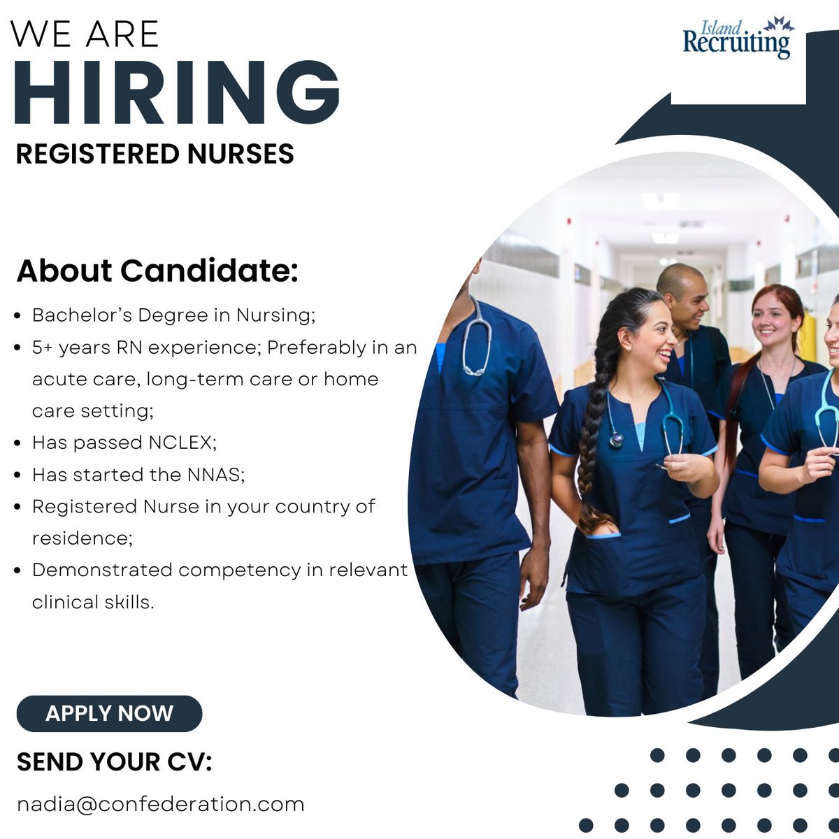 islndrecruiting's tweet photo. To be considered, kindly send: 
1. Resume/ CV 
2. ECA report (course by course) from a recognized like WES, CES, ICAS, ICES 
3. Valid IELTS/CELPIP test score and 
4. Nursing council/license 

For more info: https://t.co/drXNgw0Hgo 

#RNjob #registerednursejob #RNCanadaJobs https://t.co/QzzweTZ2Pq