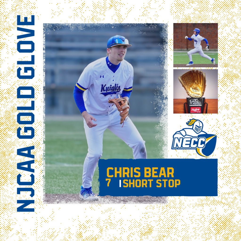 Baseball's Chris Bear named NJCAA Gold Glove Shortstop as the nations top defensive shortstop with a .957 fielding percentage. #LetsGoKnights