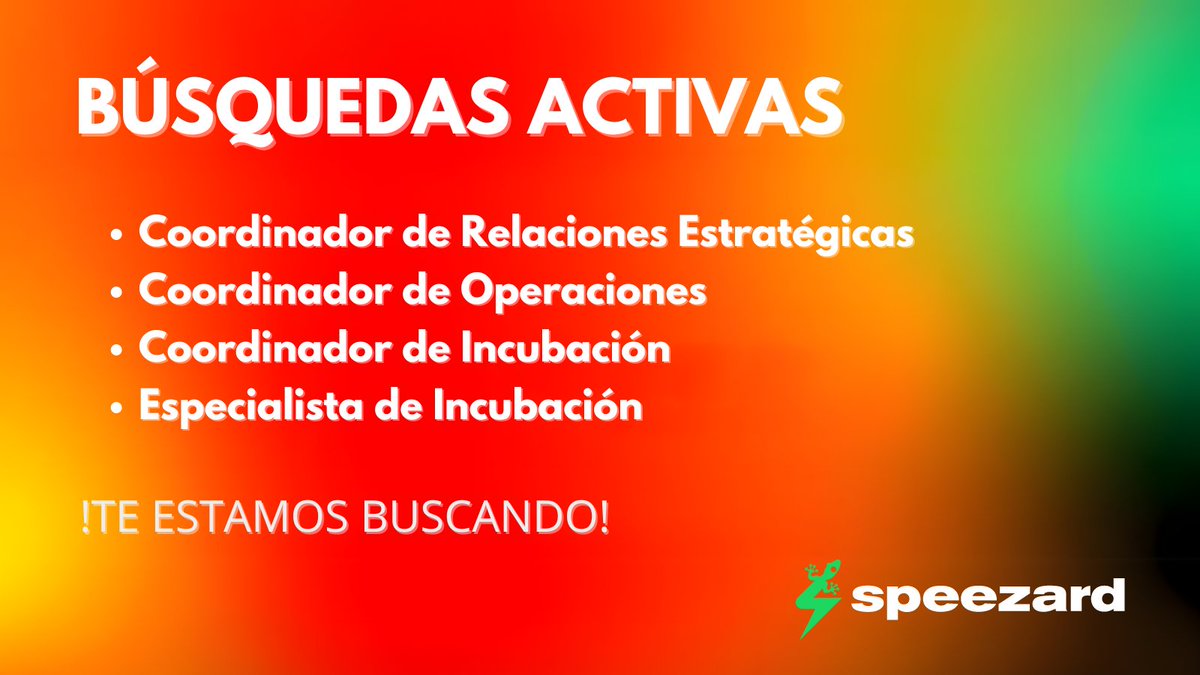 ¡Unite al equipo de Speezard!
Estamos en la búsqueda de profesionales apasionados para impulsar nuestra incubadora de startups. Si compartís nuestra pasión por la tecnología, la innovación y la colaboración, te invitamos a enviarnos tu CV a speezard.web3@gmail.com o DM.
