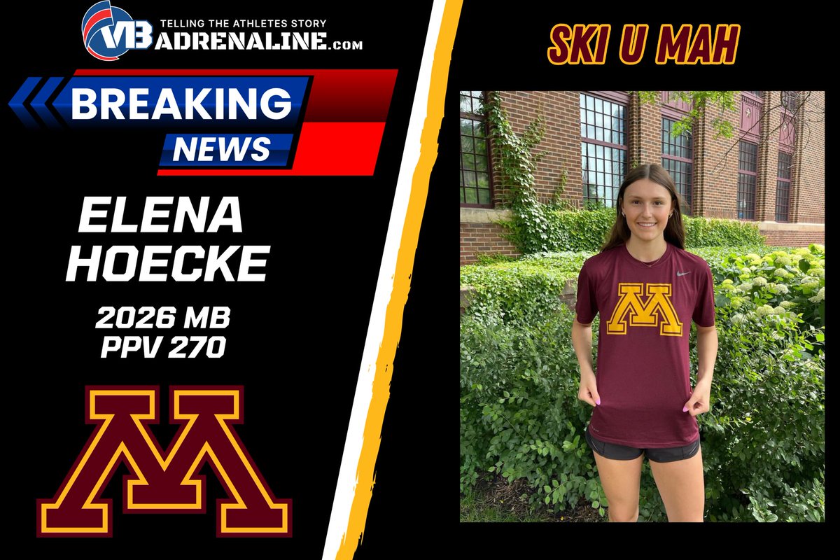 Great instate commit for <a href="/GopherVBall/">Minnesota Volleyball</a> as they keep <a href="/_elenahoecke/">Elena Hoecke</a> home. One of the top middles in the class Elena has been dominant this entire club season for <a href="/MNSelect/">Minnesota Select</a> and will also represent 🇺🇸on the U19 National Team congrats Elena!!