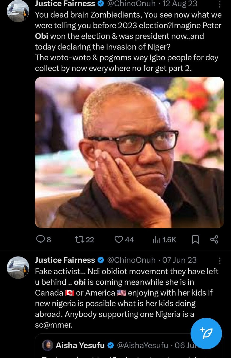 doncoded11's tweet image. This idiot knows this guy is nt an obedient,he looked for a way to play politics with his misery and attached obedient to gain Twitter sympathy from ronus
And ended with  "obi wil never be president"
This are the usual Igbo fools used by ronus.
Give them money nd brain disappear