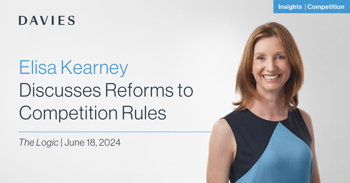 Davies (@_davies_) on Twitter photo Elisa Kearney shares her views on Canadian competition law reform with @The_Logic's <a href="/davidreevely/">David Reevely</a>. Read the article: ow.ly/l6fQ50SlWi6
#Competition <a href="/CBA_News/">Canadian Bar Assoc.</a>, <a href="/CDHoweInstitute/">C.D. Howe Institute</a> Elisa Kearney shares her views on Canadian competition law reform with @The_Logic's <a href="/davidreevely/">David Reevely</a>. Read the article: ow.ly/l6fQ50SlWi6
#Competition <a href="/CBA_News/">Canadian Bar Assoc.</a>, <a href="/CDHoweInstitute/">C.D. Howe Institute</a>
