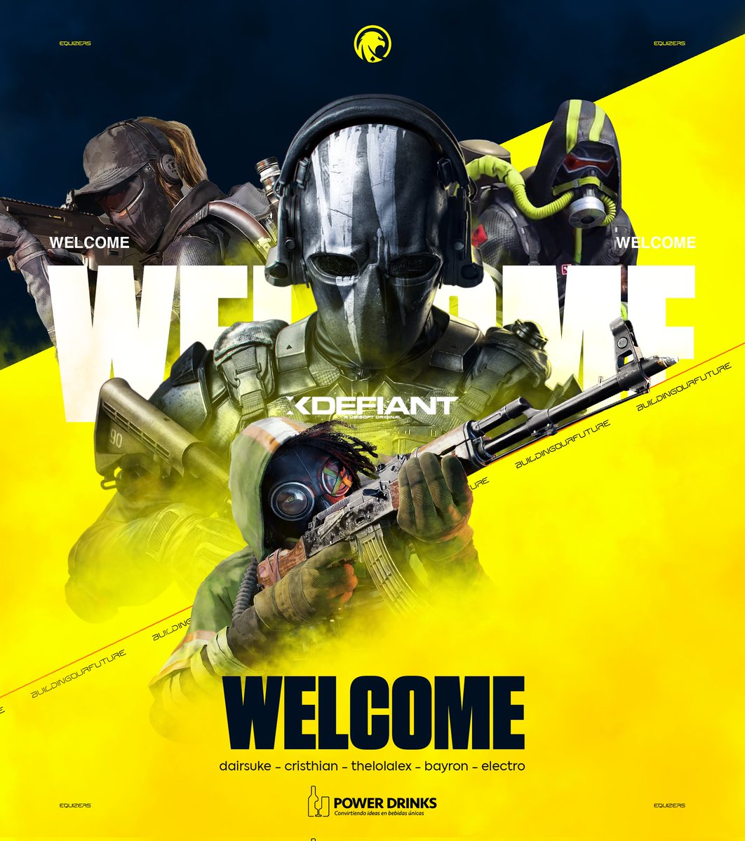 Siempre pensamos en el futuro, y para eso tenemos que adentrarnos en él 🔮

Hacemos oficial nuestro comienzo en XDefiant 🤝

👤 <a href="/Dairsuke3/">Dairsuke</a>
👤<a href="/thelolalex2/">Thelolalex</a>
👤<a href="/Bayronvstv/">BayRoNvs</a>
👤<a href="/byelectro23/">rafa mompo espi</a>
👤 <a href="/criissthiian_/">criissthiian._</a>

#BuildingOurFuture • #eQuizersXDefiant