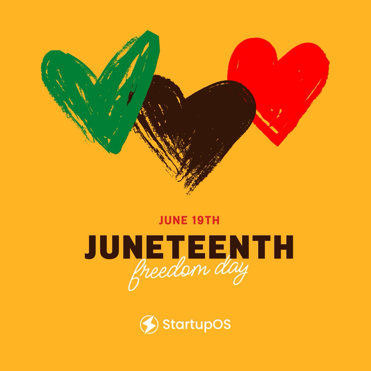 This Juneteenth, we celebrate freedom, resilience, and the ongoing fight for equality. At StartupOS, we're committed to fostering innovation and empowerment for all. Let's honor the past and work together for a brighter, more inclusive future.
Happy Juneteenth from the StartupOS