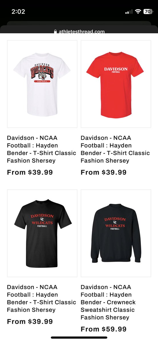 Go get right with some <a href="/DavidsonFB/">Davidson Football</a> merch!! athletesthread.com/search?q=hayde…