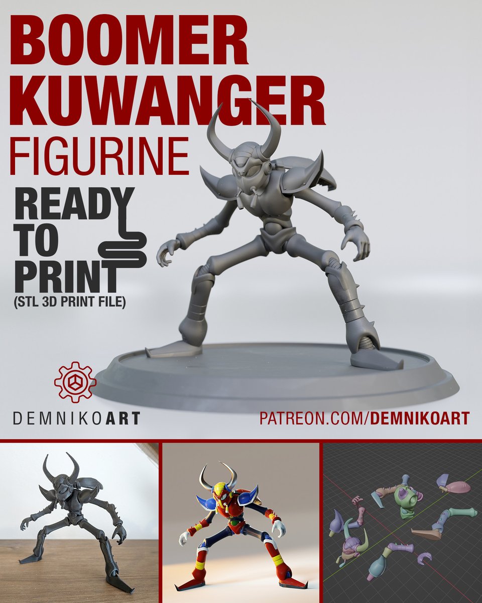 DemNikoArt's tweet photo. Okay, a new addition to my collection 👏

Boomer Kuwanger as a 3D Print file (STL) &amp; rigged .blend file.
You can get these now if you join my Patreon.
🔗 in my Bio!

#megaman #boomerkuwanger #b3d https://t.co/axAgMWNfiW