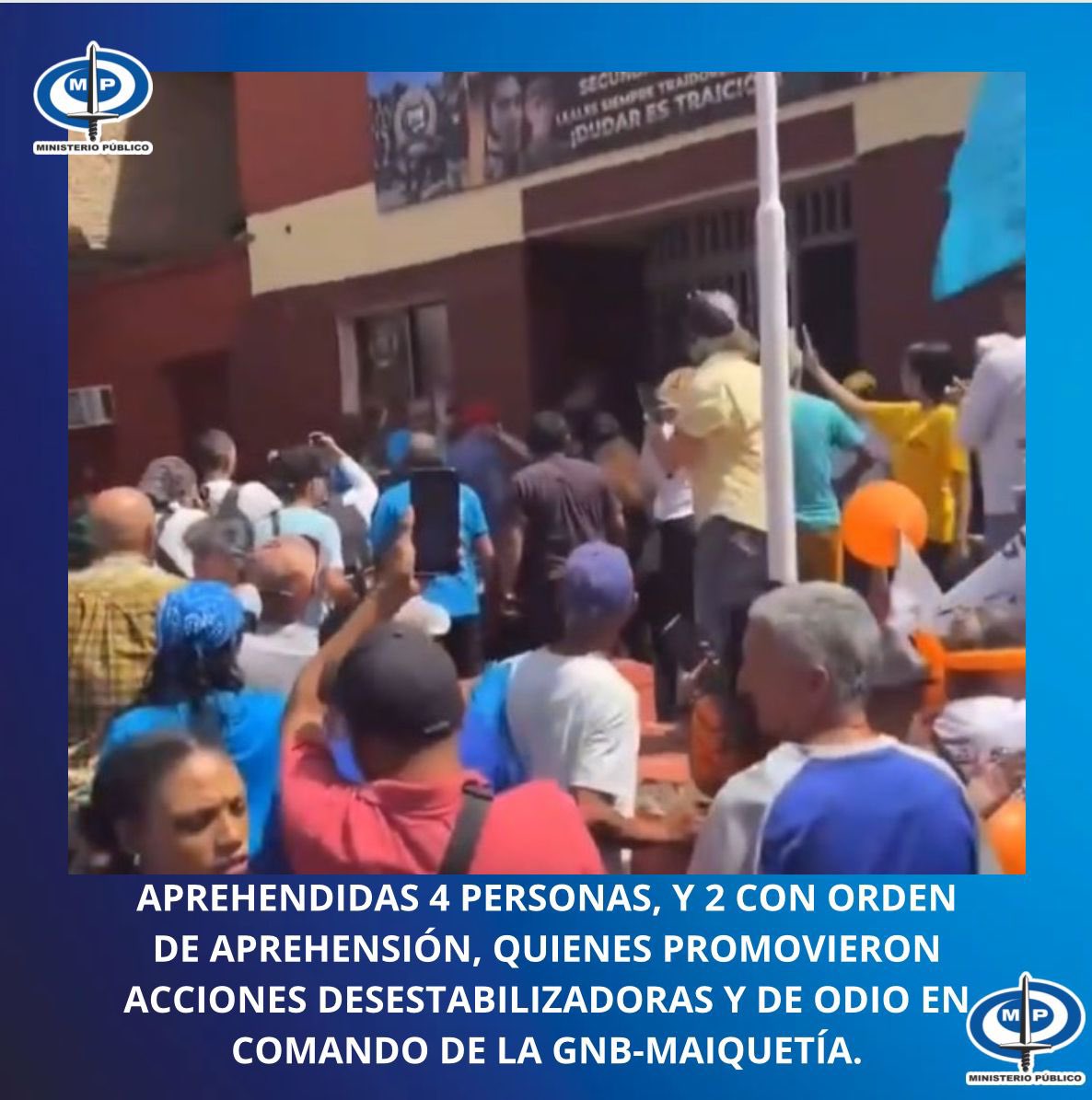 #AHORA

#imputados y #privados de libertad los sujetos Luis López, Juan Iriarte, Jeancarlos Rivas e Ismael Gonzalez,  por los #delitos de Incitación al Odio y Asociación: 

a) estas personas en una convocatoria realizada por  #VV se dirigieron agresivamente al Comando de la