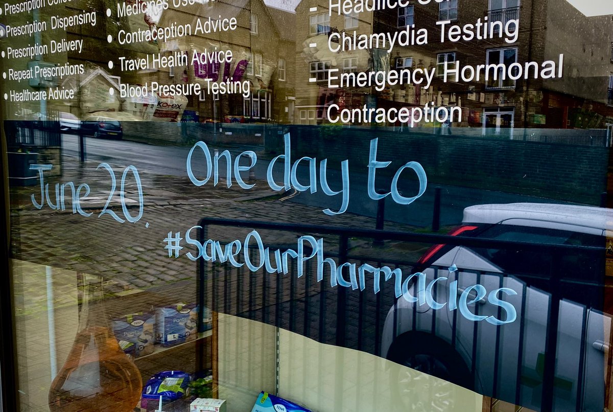 We’ve got our sign up in the window, ready for tomorrow’s day of action to #saveourpharmacies 
Since the beginning of the year, pharmacies have been closing at a rate of 10 per week.
If you support fairer funding for pharmacies please retweet! <a href="/HXCourier/">Halifax Courier</a> 
<a href="/Kate_Dearden/">Kate Dearden MP</a>