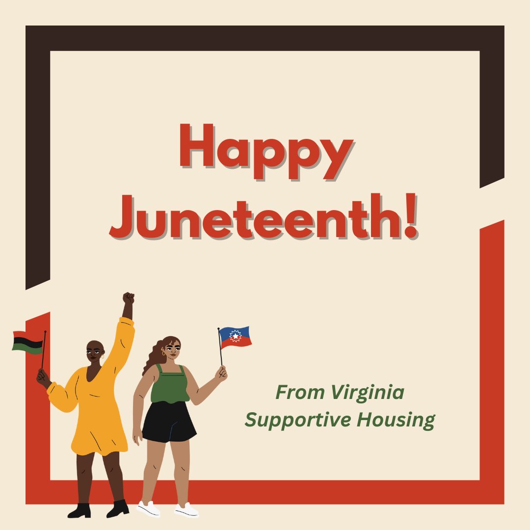 supportworksva's tweet image. From everyone at Virginia Supportive Housing, we wish you a wonderful Emancipation Day. 

Our office is closed in observance of the holiday.