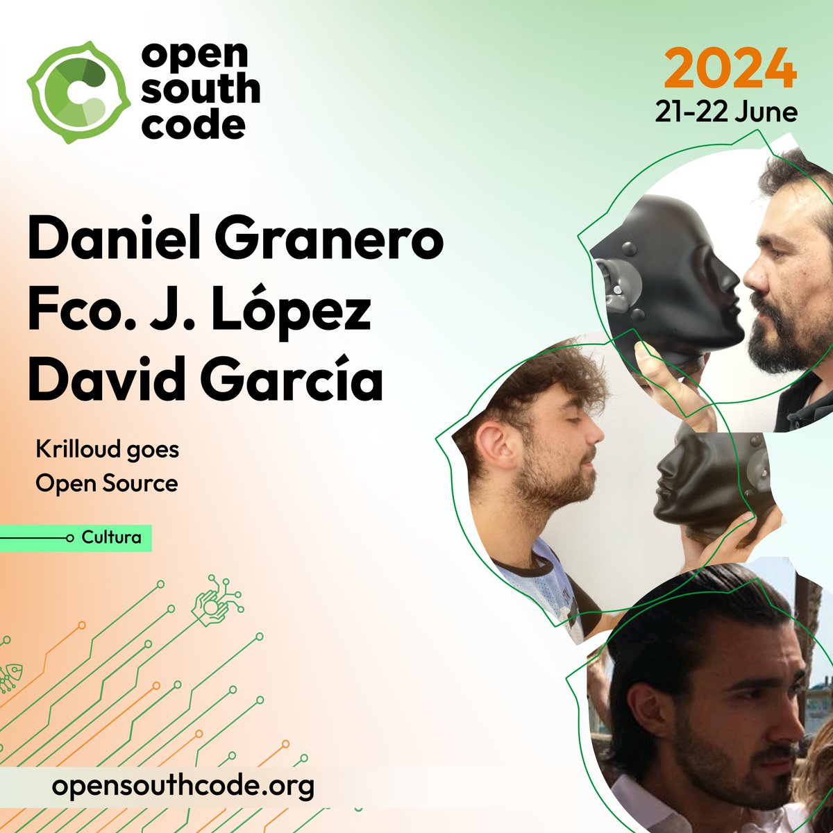 Daniel Granero, F. José López Jódar y David García con <a href="/krillaudio/">Krill Audio</a> goes #OpenSource’ nos presentarán un motor portable de #Audio interactivo en #OpenSouthCode24. 22 de junio. #Cultura.
👉opensouthcode.org/conferences/op…
