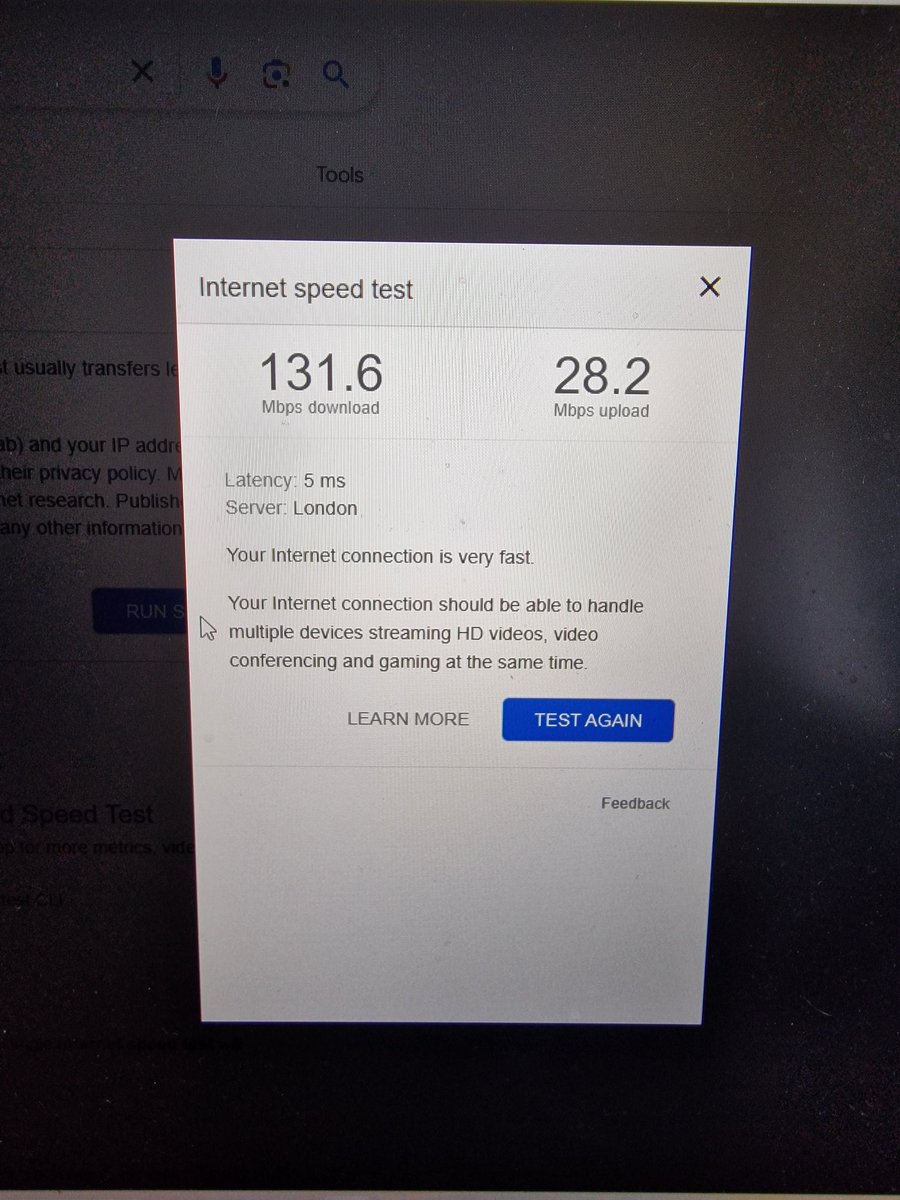 GaryStacey21's tweet photo. @SkyHelpTeam when laptop plugged straight into router I'm getting the sensible speeds I pay for. Surely means there is an issue with the router? https://t.co/fDilXIkYu4