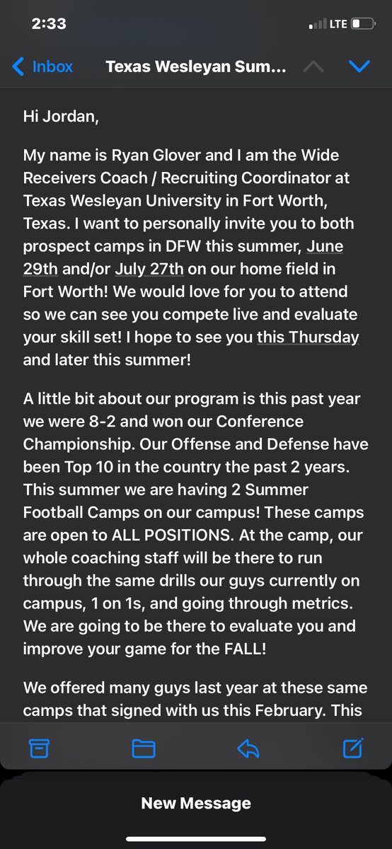 Thanks for the invite <a href="/TxWesFootball/">TxWes Football</a> <a href="/Coach_RGlover/">Ryan Glover</a>