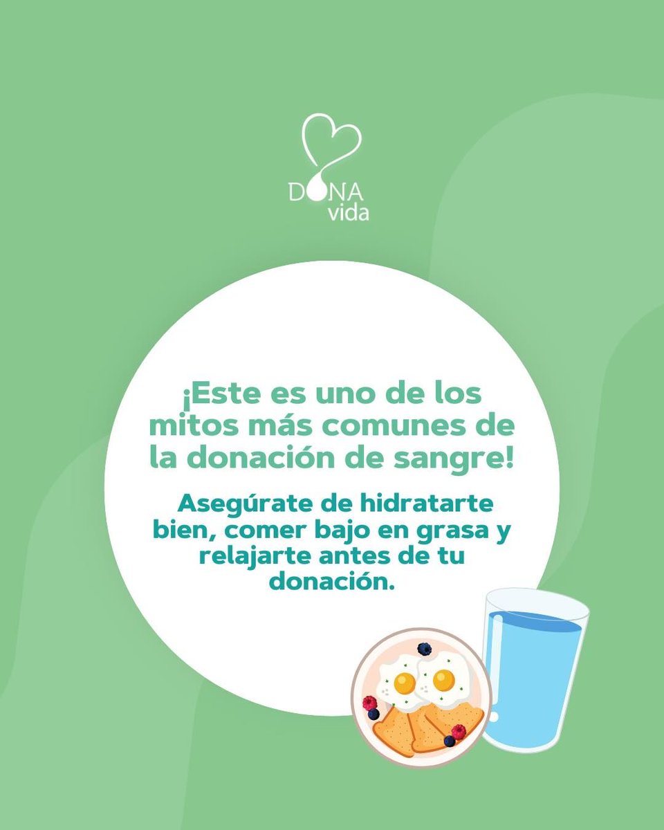 Nos contaron que se escucha por ahí que al donar sangre te vas a desmayar. Desmayarse es un mito común, pero no inevitable.

¡Desliza para saber cómo prevenirlo! 🍽️💧

📍 Vía España Frente a la Casa Matriz de la Caja de Ahorros

📍 Santiago de Veraguas, edificio ANCEC, piso 2.