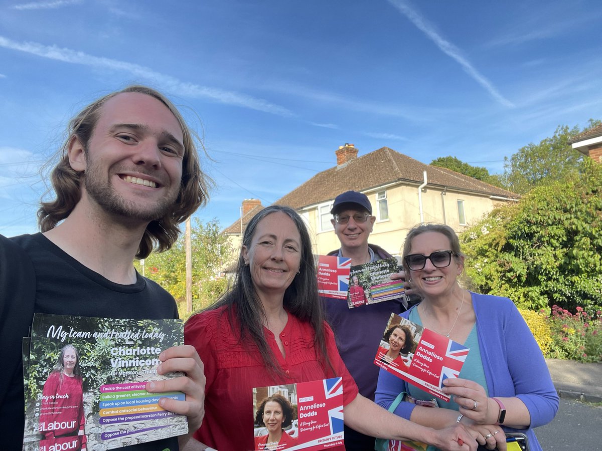 JamesSBTaylor's tweet photo. Great to be out today in Marston with @Vinni3Charlotte and @Oxford_Labour ahead of elections nationally and locally. Thank you for all the support for a Labour government and a Labour council, we will #WorkForYou! https://t.co/NahPmKsG5A