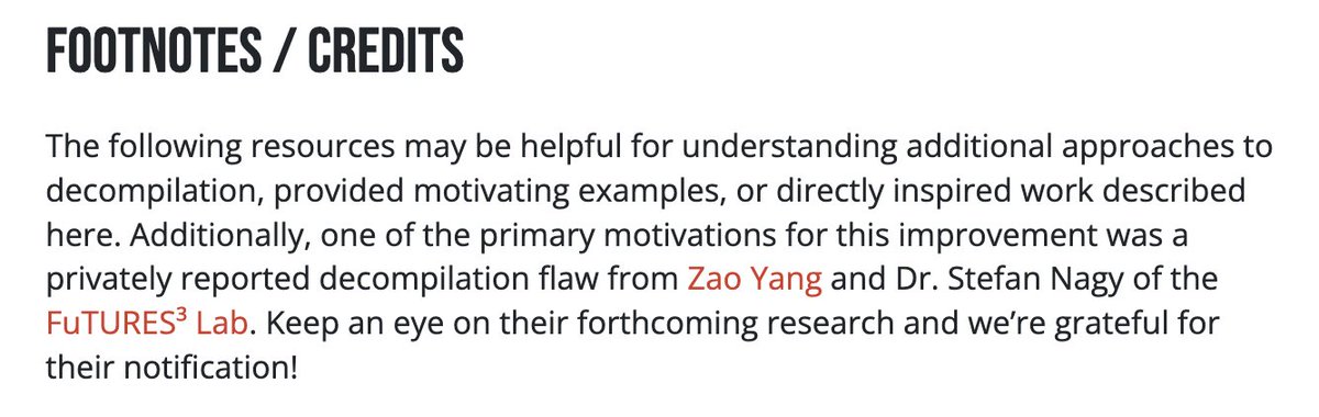 snagycs's tweet photo. Awesome work by the @vector35 team! Super cool to see my student @yangzaocn's research on decompiler testing inspire new improvements in decompilation 😁 https://t.co/SIwoAFu1lk