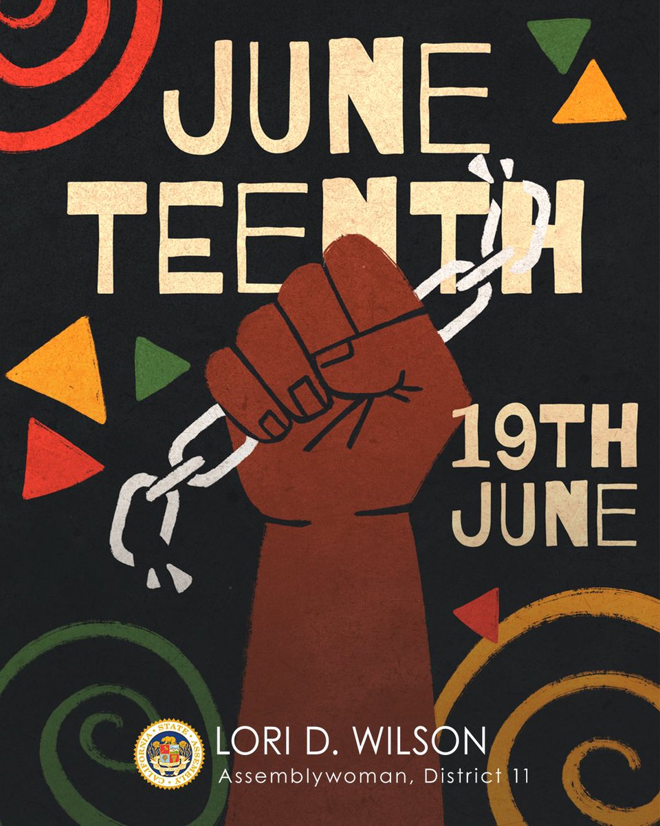 Happy Juneteenth! Today, we celebrate freedom &amp; progress. As Chair of the Legislative Black Caucus, I'm committed to continuing this work. Our #ACA8 bill aims to abolish involuntary servitude &amp; uphold dignity for all Californians. Let's push forward for true justice &amp; equality.