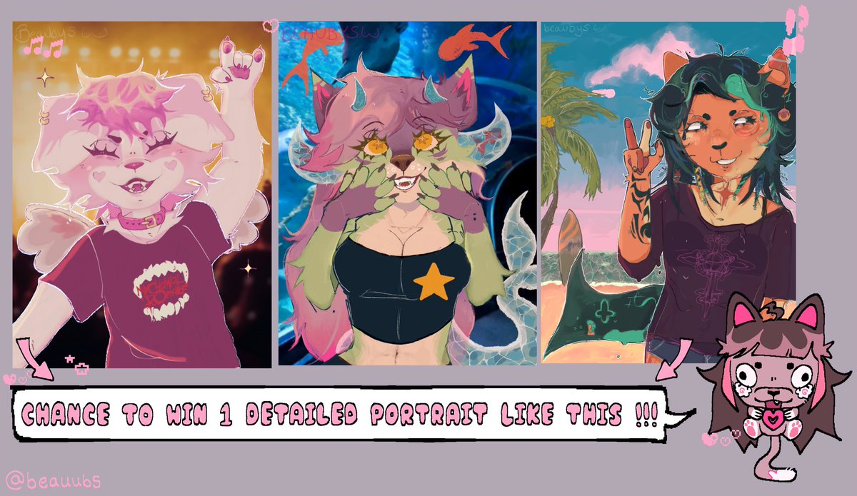 beauubs's tweet photo. Want FREE Art ?
Opening raffles for ONE winner!
Winner picked on the 30th!!
RULES:
• Like and RT this post!
• Follow me!
• Comment your ref sheet below (for an extra chance!)
Good luck everyone!! 💕
#ych #furry #fursona #commission #furrycommission #raffle #freeart #art https://t.co/Ef1w64CExz