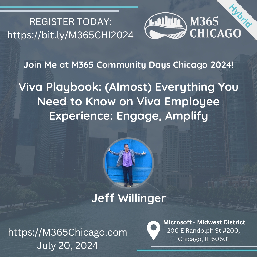 Curious about empowering your organization with AI-driven knowledge and expertise? Join  <a href="/jwillie/">Jef(f) Willinger ☁️</a> for his session at <a href="/M365Chicago/">M365Chicago</a>! Register for this free event: bit.ly/M365CHI2024 bit.ly/4b3Daix #M365Chicago #M365 #CommunityLuv #CommunityRocks #MCT