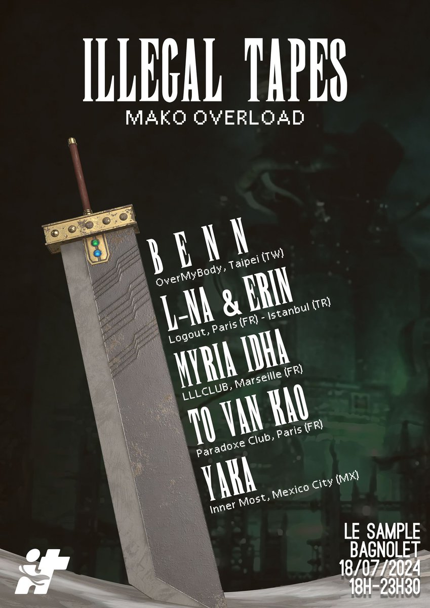 Illegal Tapes – Mako Overload
ra.co/events/1948531

our next <a href="/illegaltapes/">Illegal Tapes</a> night on july 18th in Paris

lineup