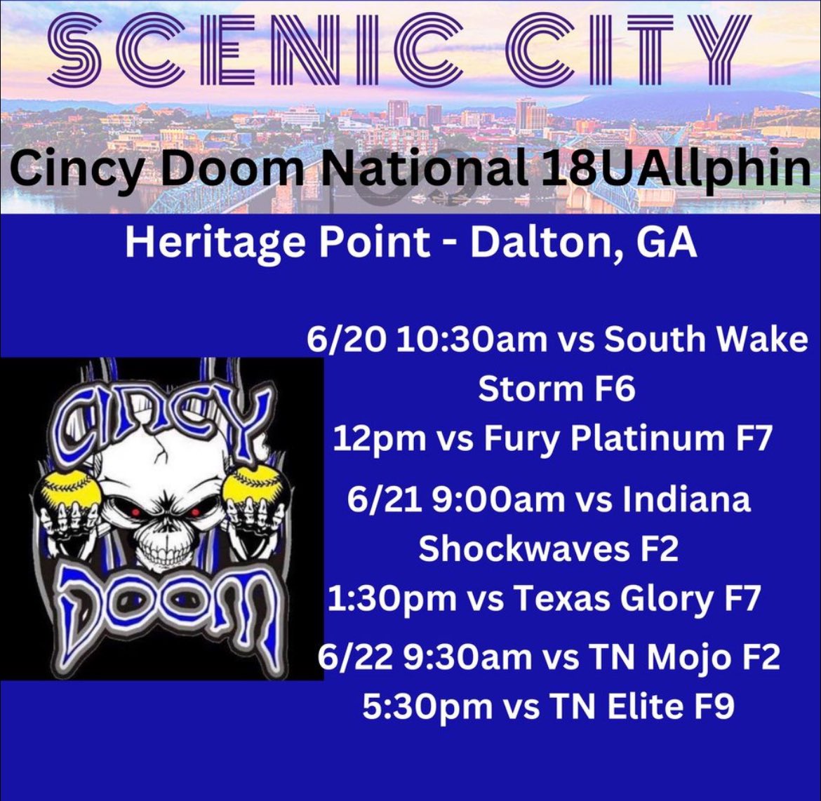 Looking forward to Scenic City this week!! <a href="/RoyalsSball/">Queens Softball</a> <a href="/TiffinUSoftball/">Tiffin University Softball</a> <a href="/SoftballRio/">RioGrandeSoftball</a> <a href="/MizzouSoftball/">Mizzou Softball</a> <a href="/CSUBucsSoftball/">Charleston Southern Softball</a> <a href="/OtterbeinSB/">Otterbein University Softball</a> <a href="/BGSUSoftball/">BGSU Softball</a> <a href="/Huntington_SB/">Huntington Softball</a>
