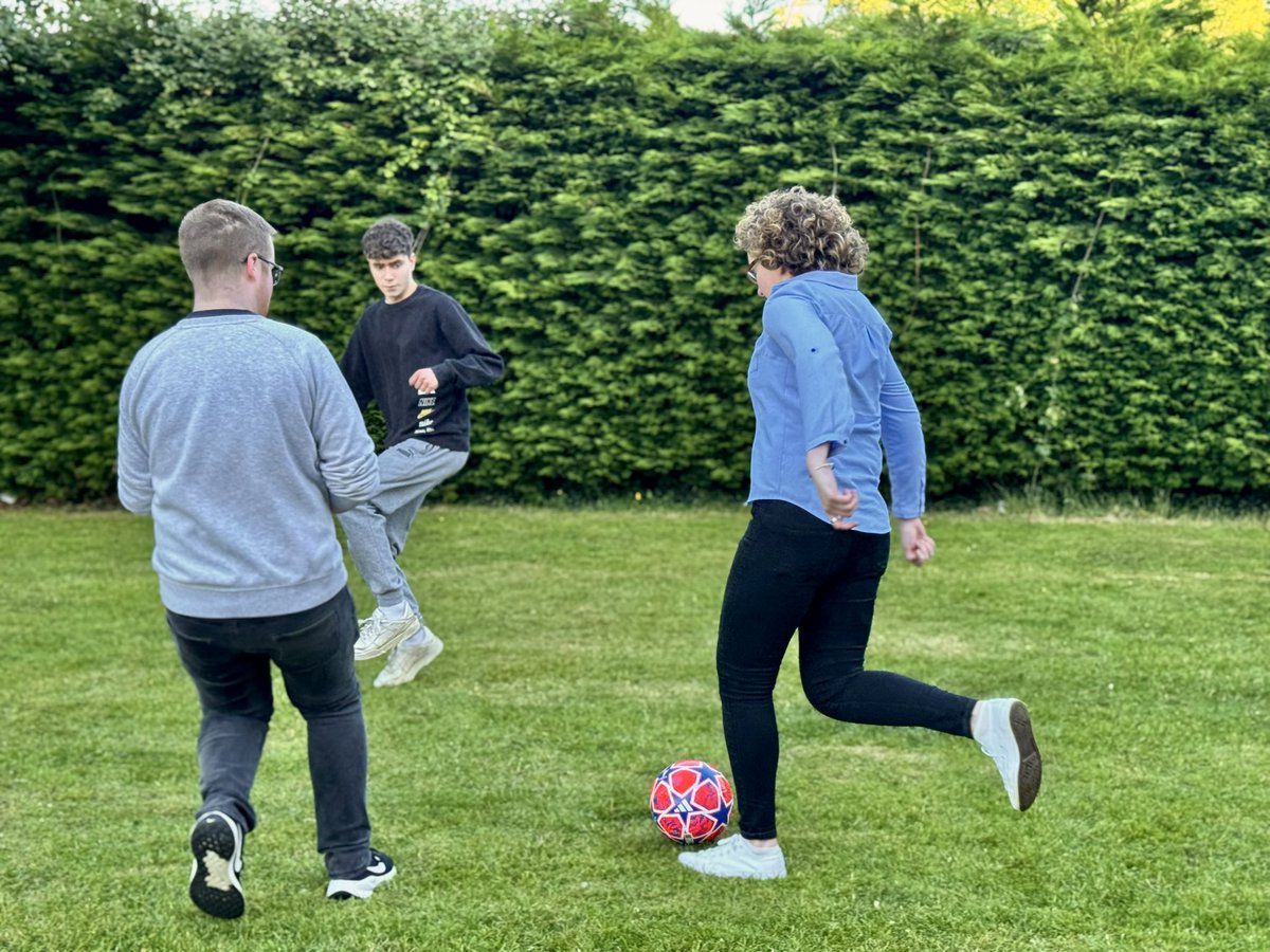 Our Amadeus Youth Group and leaders enjoying a very friendly football match this evening in the lovely weather! We won’t say who won!!!