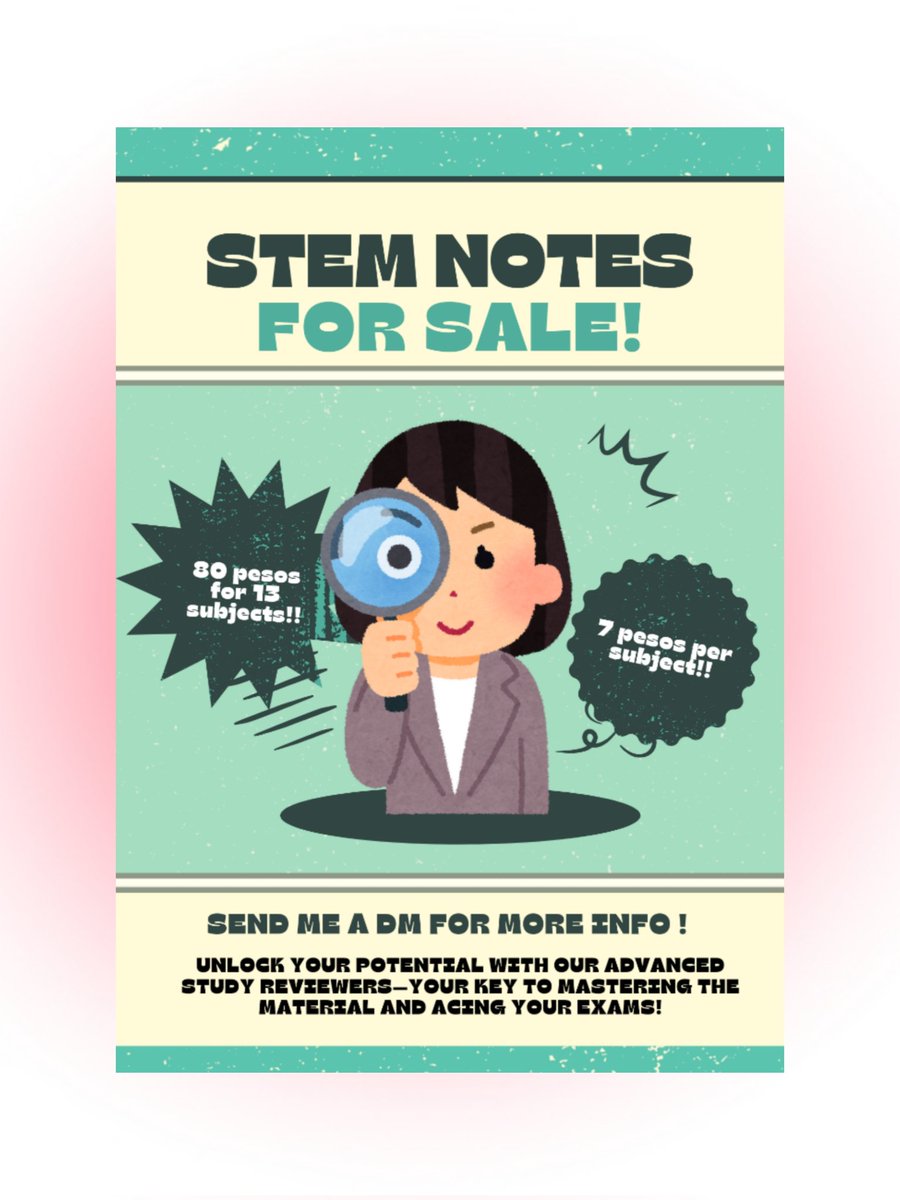 gracious_study's tweet image. looking for affordable grade 11 stem notes?
    ⊱ ⸾⤻I'M SELLING GRADE 11 REVIEWERS₊˚ : 

available subjects:
• komunikasyon at pagbasa
• mil 
• pr 1
• eapp 
• genmath 
• drrr
• earthsci
• peh 
• genchem
• ucsp
• emptech 
• cpar
• 21st century literature 
dm me!!