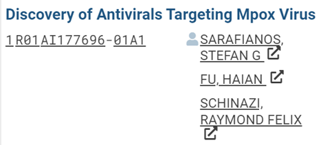 SarafianosLab's tweet photo. Thrilled to receive NIH funding for this collaborative effort with Ray Schinazi and Haian Fu on the discovery of MPOX virus-targeting antivirals! Grateful to the reviewers for appreciating the team's efforts and preliminary data. https://t.co/p25crcZud3