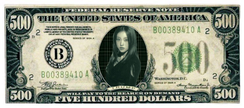 fromisely's tweet photo. House Republican proposes putting LOONA's GOWON on $500 bill. https://t.co/wJYk4fxR6e