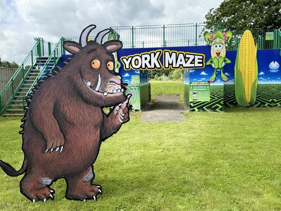 Yorkmaze's tweet photo. The 2024 Maze theme is revealed! We’re helping The Gruffalo celebrate his 25th Birthday with a Gruffalo themed trail through Europe’s biggest maze, plus over 20 rides, shows and attractions. Opens Sat 13 July. @TheRealGruffalo #maizemaze #cornmaze #yorkmaze https://t.co/xANSpxp4xN
