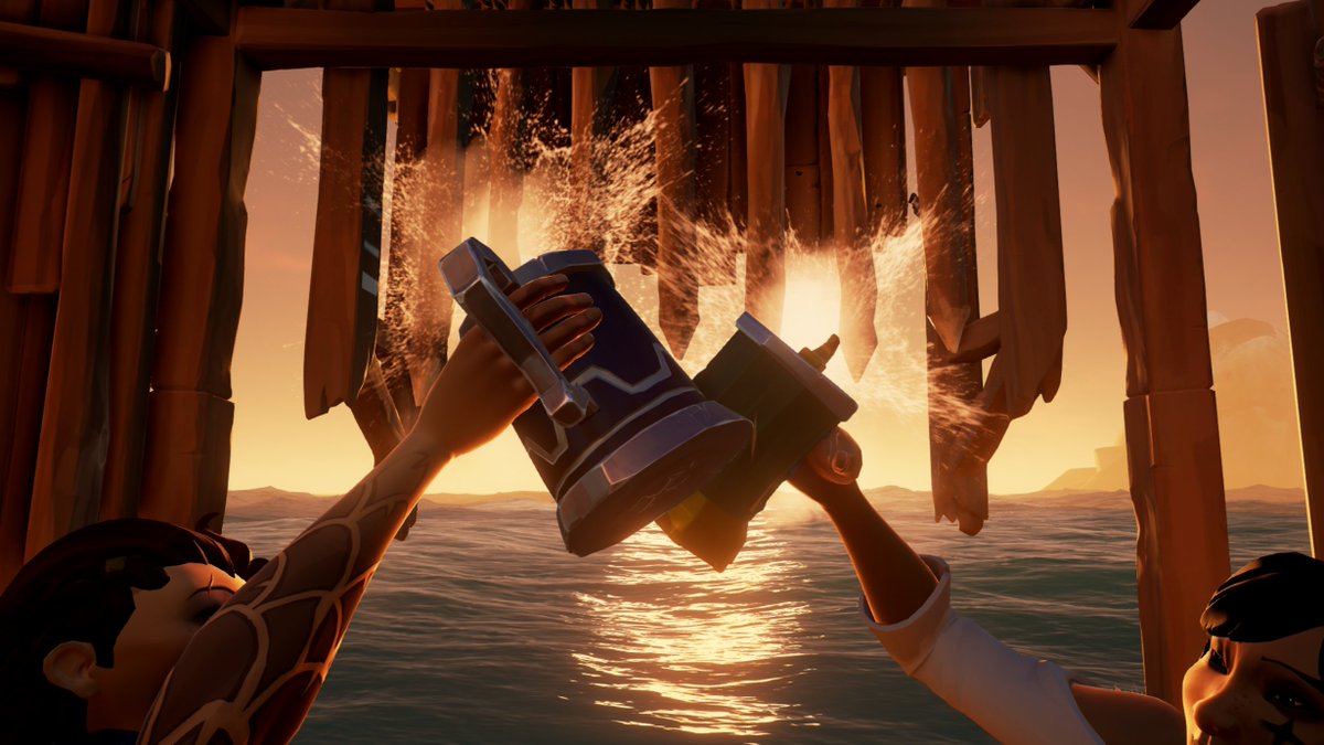 Great minds drink alike! 🍻

Theme : Grog Guzzling 
<a href="/SeaOfThieves/">Sea of Thieves</a> #SotShot #SeaOfThieves